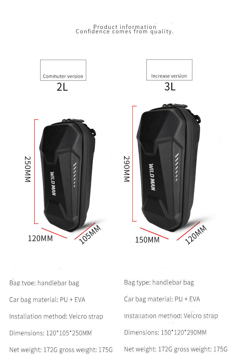 ✅ Electric scooter waterproof hard shell bag in 2L or 3L size